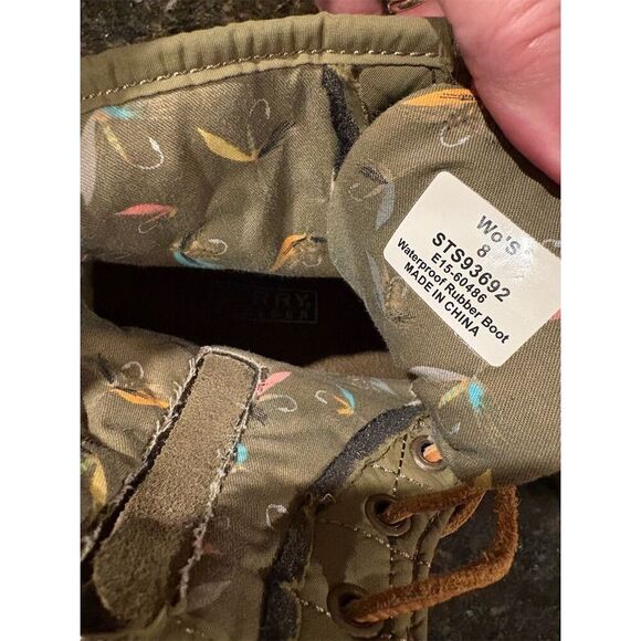 Sperry Women's Saltwater Quilted Duck Boots Green Size 8 Rainy Day Chic - Picture 6 of 6